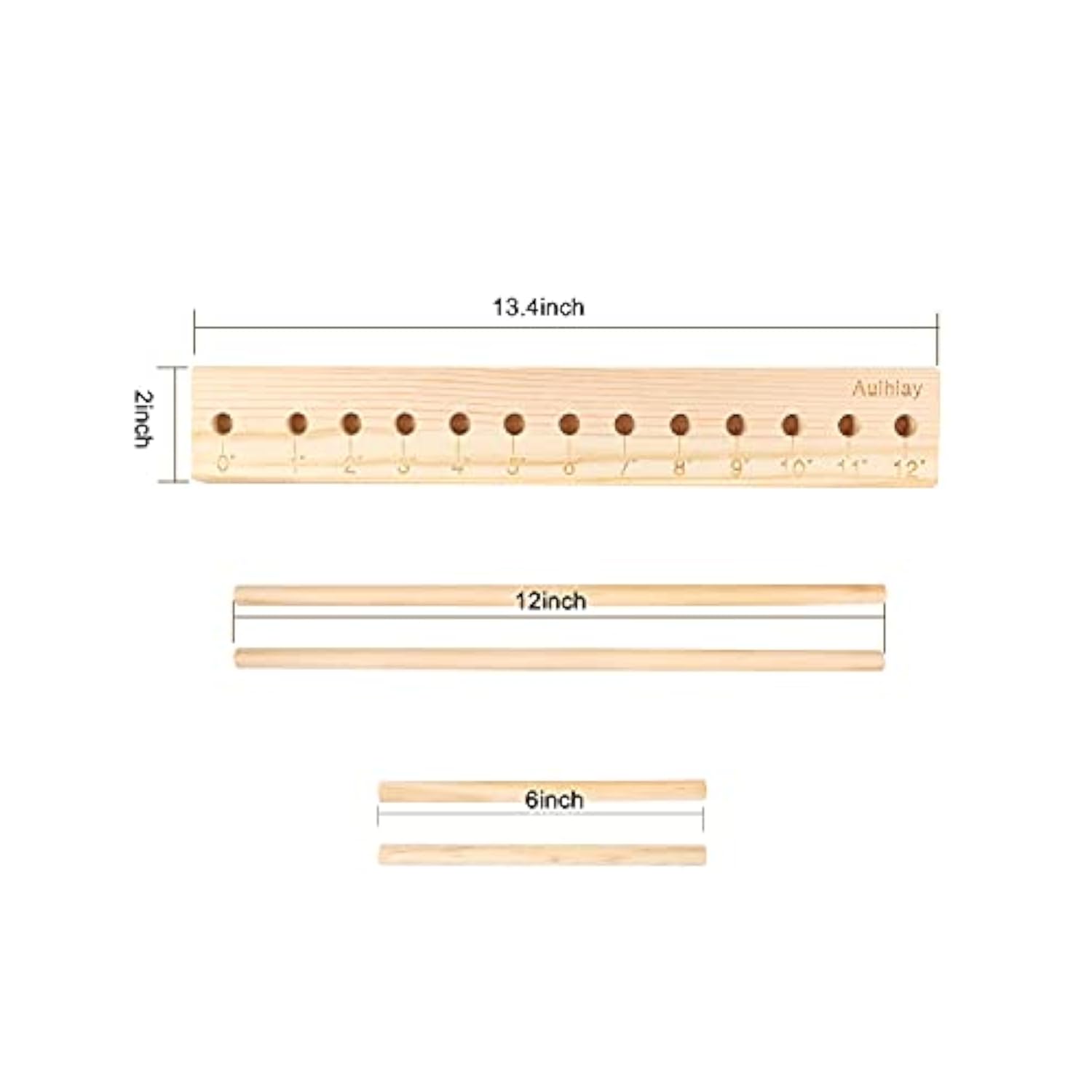 12 Sizes Adjustable Wood Balloon Sizer Ruler - Measurement Tool For Balloon Decorations, Arches, Columns, Rings, Towers (0-12 Inch)