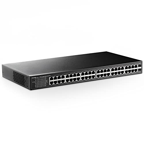 48 Port Gigabit Ethernet Switch With 2 Sfp Port, Dual Power Supply, Fanless Metal Rackmount Unmanaged Plug And Play Network Switch