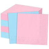 50Pcs Gender Reveal Cocktail Napkins 5 Inch Baby Shower Gender Reveal Disposable Paper Napkins Light Blue Pink Beverage Napkin For Baby Shower Birthday Party Supplies Decor