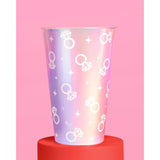 Iridescent Engagement Ring Plastic Cups | 16 Pcs 16 Oz | Bachelorette Drinkware, Diamond Decor, Bling Ring Party Supplies, Proposal Tablescape
