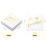 50Pcs Gold Happy Birthday Napkins - 3 Ply Disposable Paper Luncheon Napkin For Birthday Tableware Party Supplies - 6.5 X 6.5 In