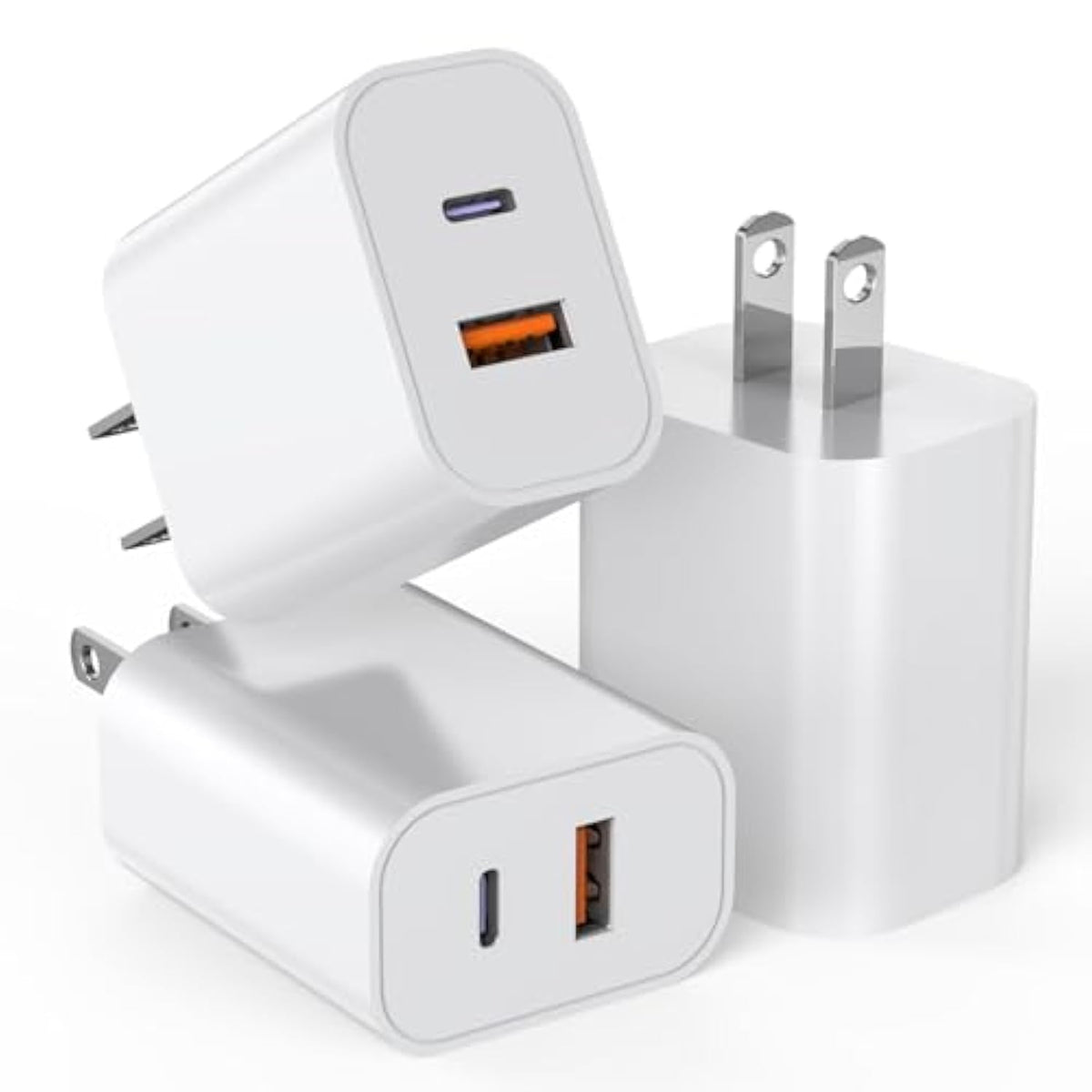 Usb C Charger Block,3Pack 20W Dual Port Usb C Wall Charger Plug Fast Charging Block Adapter +Usb A Quick Charging Brick Plug For Iphone 16E/16 Pro Max/16Plus/16/15/14/13/12/11/Xs/Xr/X,Ipad Pro,Airpods