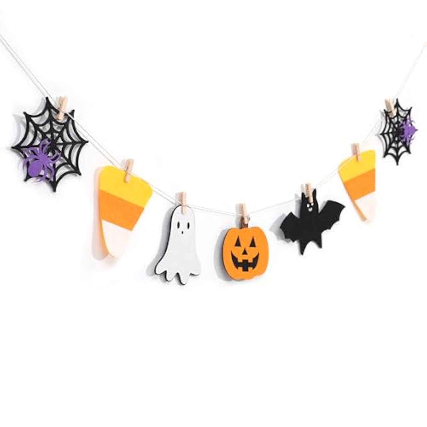 Felt Halloween Garland Cute Ghost Bat Banner Little Boo Party Decor for Kids
