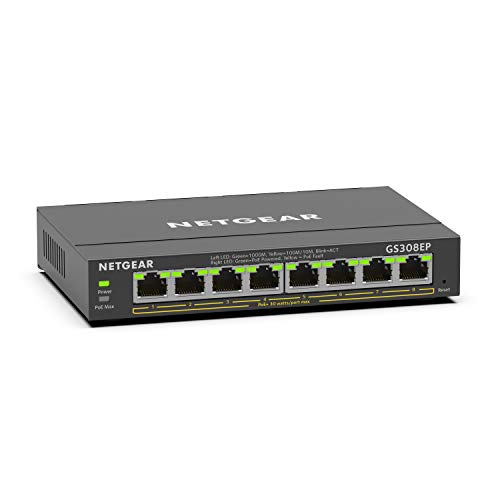 8 Port Poe Gigabit Ethernet Easy Smart Managed Essentials Switch (Gs308Ep) - With 8 X Poe+ @ 62W, Desktop Or Wall Mount