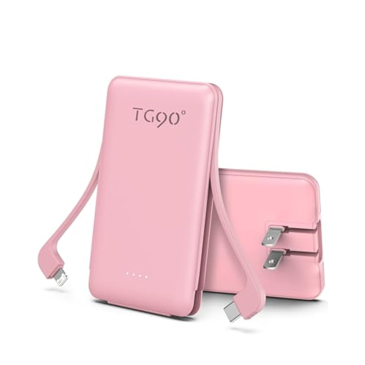 Portable Charger Power Bank, Ultra Small 5000Mah Battery Pack With Built-In Foldable Ac Wall Plug And Cables, Usb C Cell Phone External Battery Charger Compatible With Iphone And Android Devices