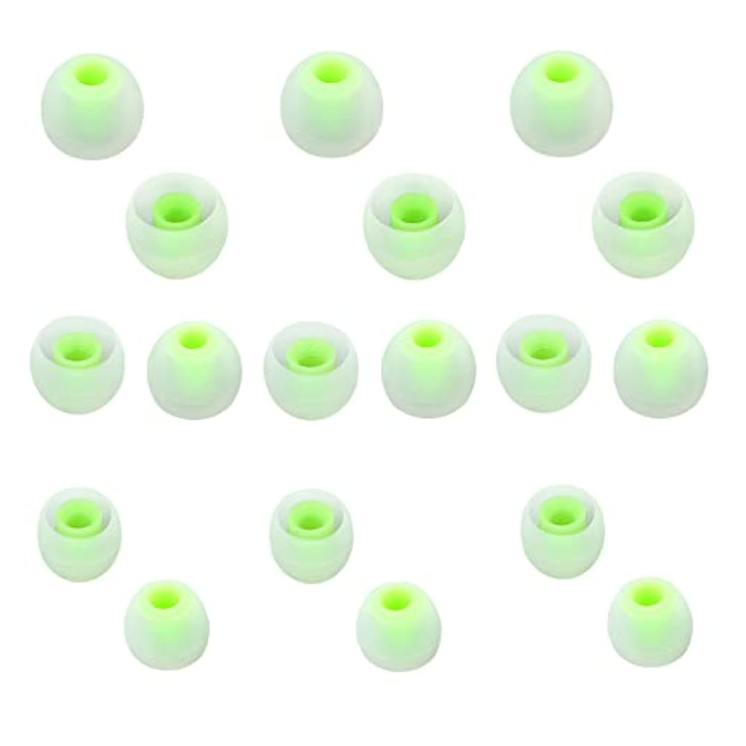 Earbuds Replacement Tips Silicone Earbud Tips Ear Gels Fit For Inner Hole From 3.8Mm - 5.1Mm Earphones 9 Pairs S/M/L Clear Green