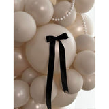 185Pcs Double Stuffed White Sand Balloon Arch Kit With Black Bows, Pearl White Balloons Different Sizes 18" 12" 10" 5" For Birthday Wedding Bridal Shower Party Baby Shower Decoration