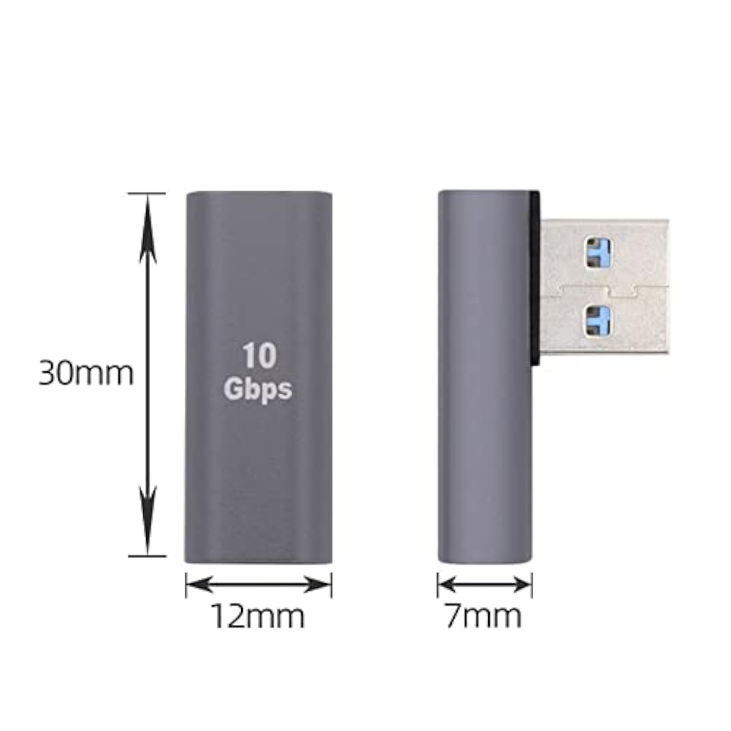 Cablecc USB-C Type C Female 90 Degree Left Angled Low Profile to USB 3.0 A Mal