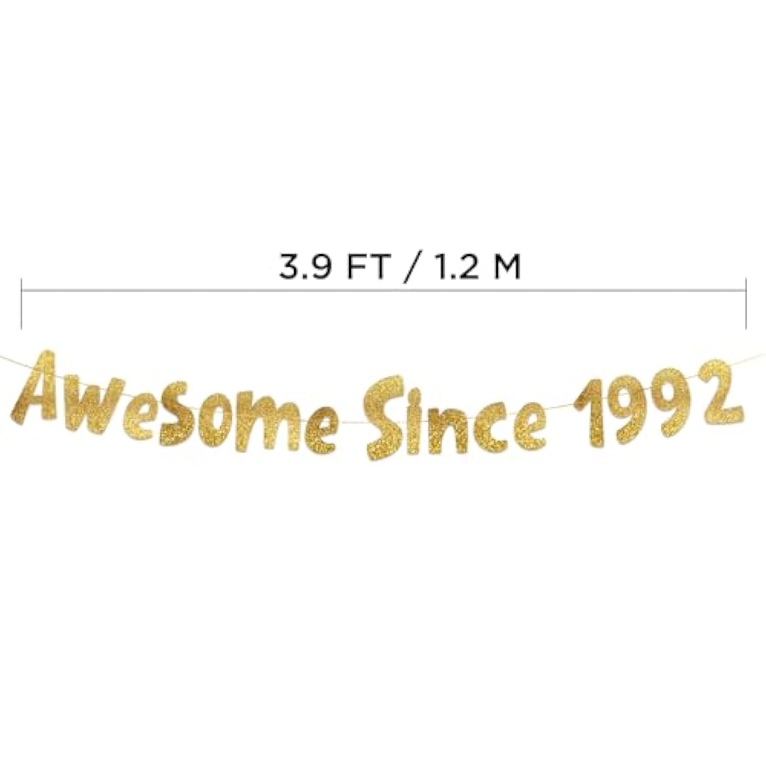 Awesome Since 1992 Gold Glitter Banner - 33Rd Birthday And Anniversary Party Decorations