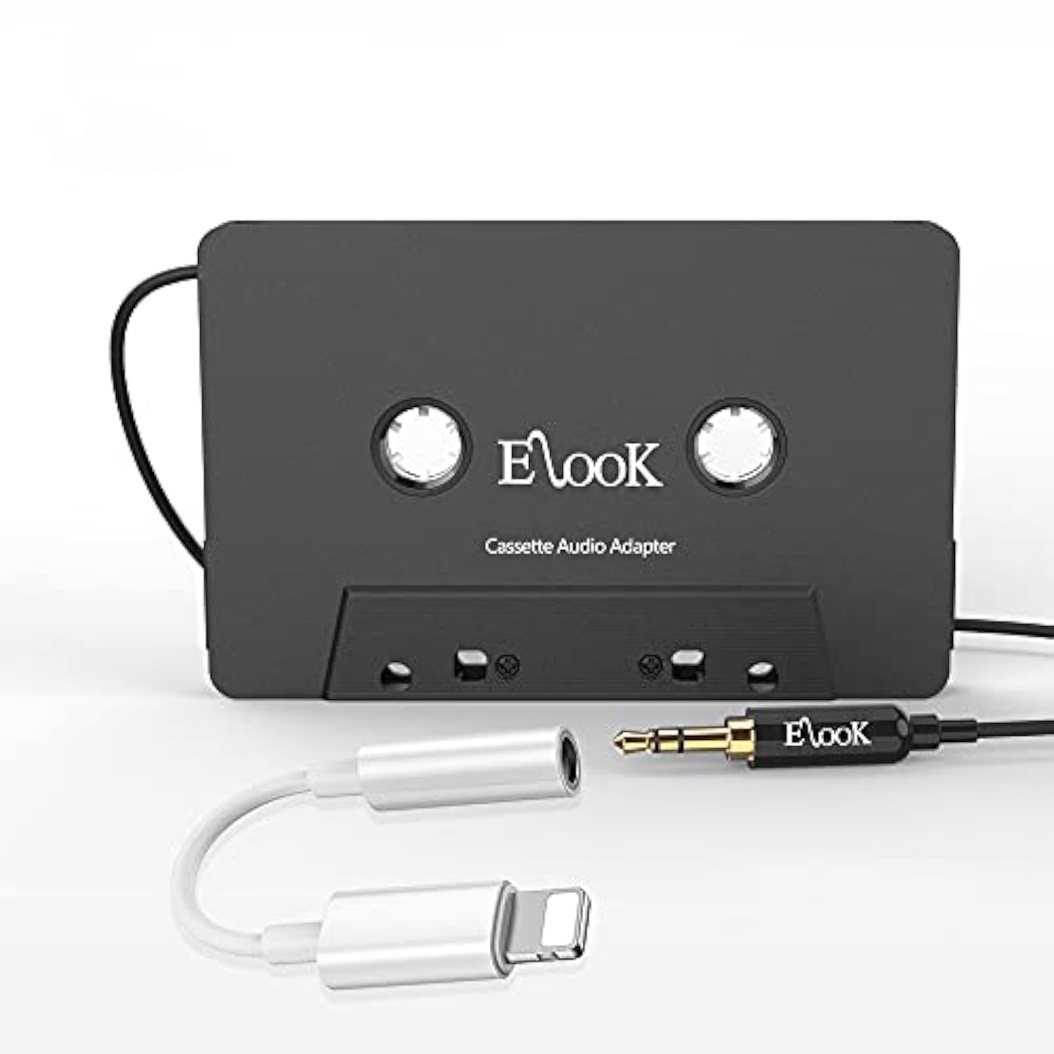 Car Cassette Aux Adapter Kit, With A Smartphone To 3.5 Mm Headphone Jack Adapter For Phone, Mp3 Ect. Black