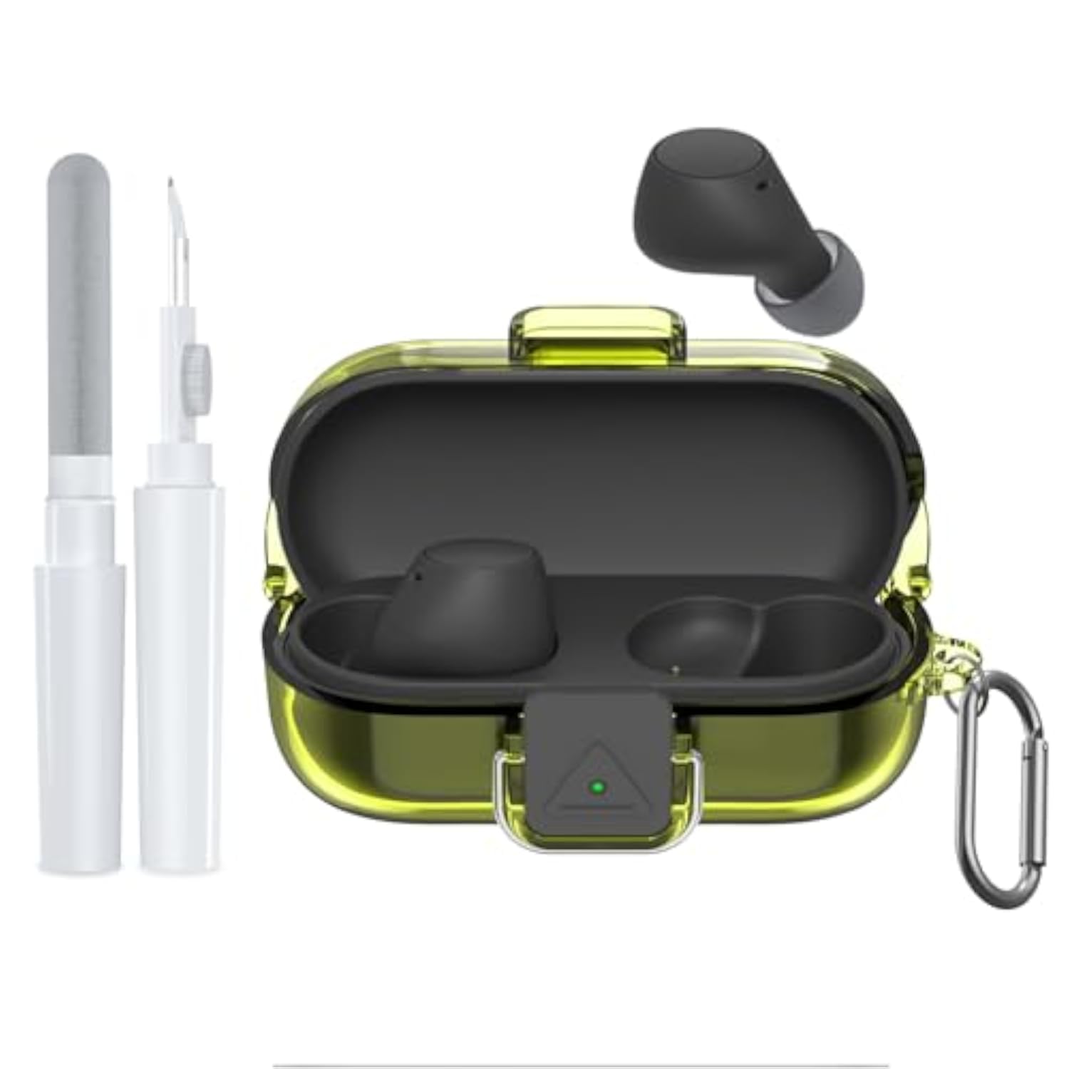Clear Soft TPU Protective Earbuds Case with Carabiner & Cleaner Kit for Sony WF-C510