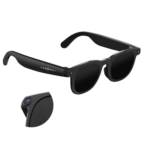 AI Smart Glasses with Camera, 800W HD Anti-Shake Video Glasses, 1080P Video Recording Sunglasses, Real-Time Translation, Voice Assistant, Bluetooth