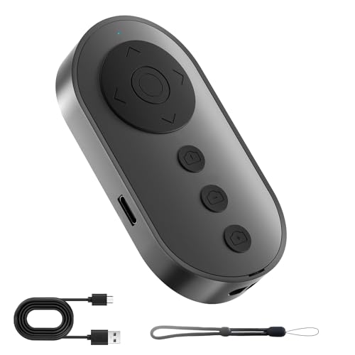 Bluetooth Camera Remote Shutter with Zoom and Front/Rear Camera Switch for Photo and Vlogging,Cllphone Remote Clicker for iOS & Android Smartphone,