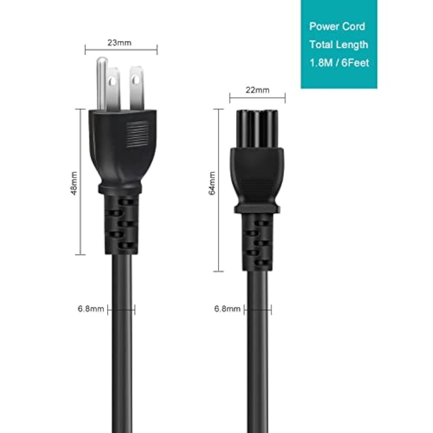 3-Prong Charging Cable For Ninebot By Segway Max G2/G30/G30P/P65/P100S, Nema 5-15P To Iec320C5 10A 300V Universal Ac Power Cord, 6 Ft