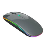 Wireless Slim Bluetooth Mouse, 2.4Ghz Rechargeable Silent Bluetooth Wireless Mouse With Type C Adapter For Pc Notebook Laptop Macbook Computer Ipad Os 13 And Above (Metal Gray)