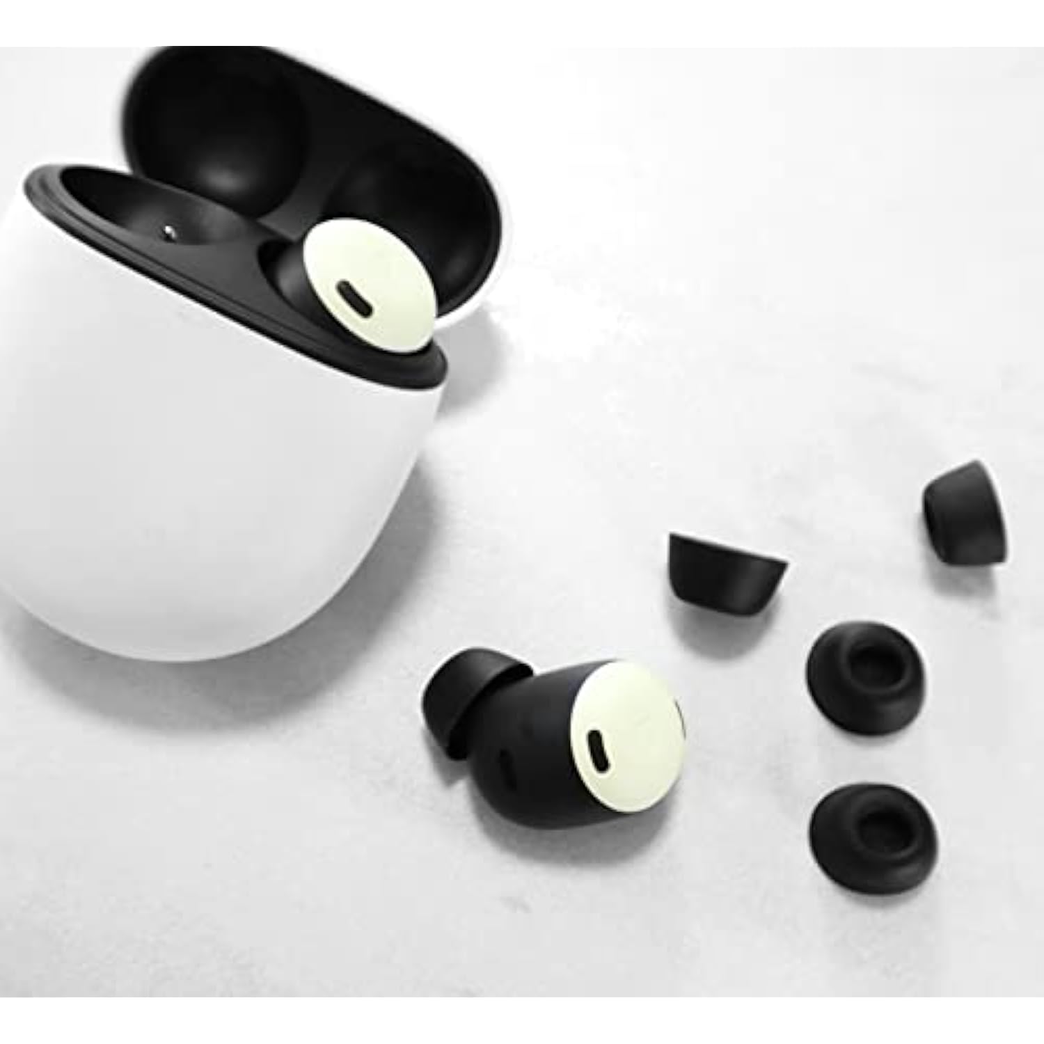 6 Pairs Eartips Compatible With Pixel Buds Pro Ear Tips Buds, Replacement Silicone Rubber Earbuds Gel Earplug Wing Fit In Case Accessories Compatible With Google Pixel Buds Pro - S/M/L Black