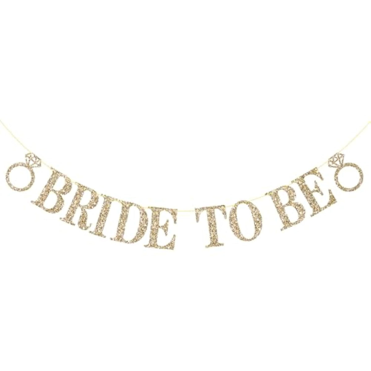 Pre-Strung Bride To Be Banner Gold Glitter Bachelorette Bridal Shower Wedding Decor