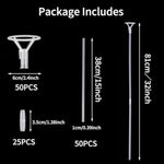 50Pcs Balloon Sticks With Cups, 16In Clear Bobo Balloon Holders Large And Long Balloon Stand For Large Birthday Graduation Wedding Party Decorations