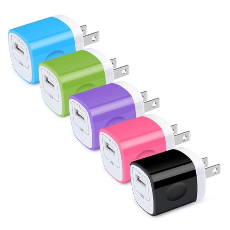 Wall Charger Block, Usb Plug 5Pack 1A/5V Single Port Wall Charge Box Charging Cube Brick For Iphone 16E 16 15 Pro Max 14 13 12 Xs X 8 Plus Samsung Galaxy A16 A56 A15 A55 Lg Moto Android Phone Charger