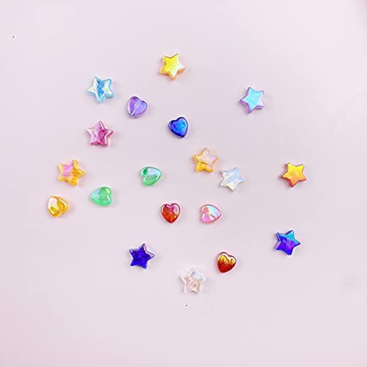 600 PCS Colorful Acrylic Heart & Star Beads for DIY Jewelry Craft Making