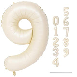 40 Inch Balloon Number 9 Beige, Large Cream Foil Number Balloons Set 0-9, Nude Neutral Digital 9 Helium Balloons For Girls Boys Men Women 9Th Birthday Anniversary Graduation Christmas Party Decoration