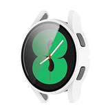 Screen Protector Case For Samsung Galaxy Watch Fe 7 5/Galaxy Watch 4 40Mm&44Mm With Hd Tempered Glass Case Cover, [Plating Metal Color Frame] [3D Full Coverage] Shell Protective (White, 40Mm)
