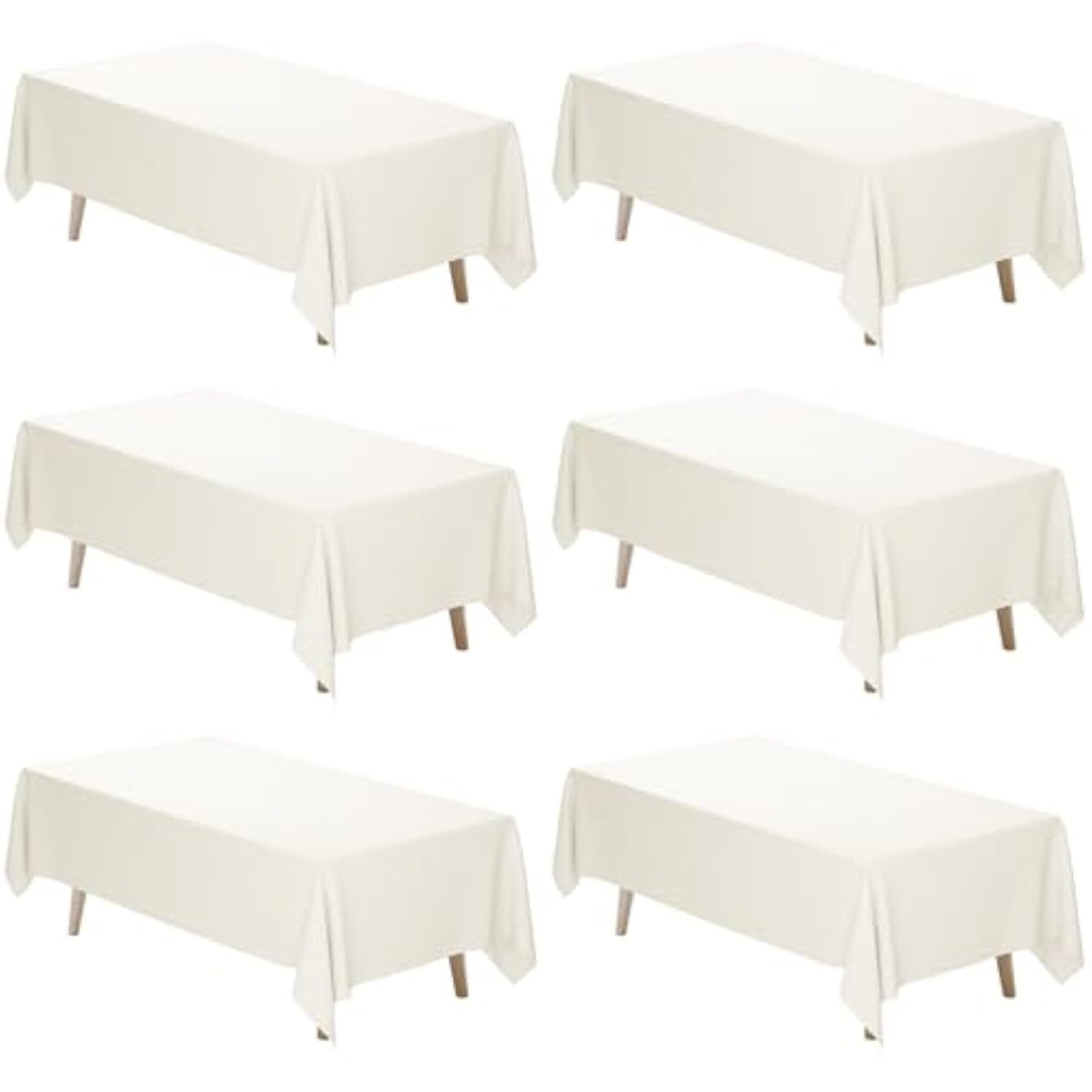 6-pack ivory polyester tablecloths 70x120in for parties, weddings, and banquets