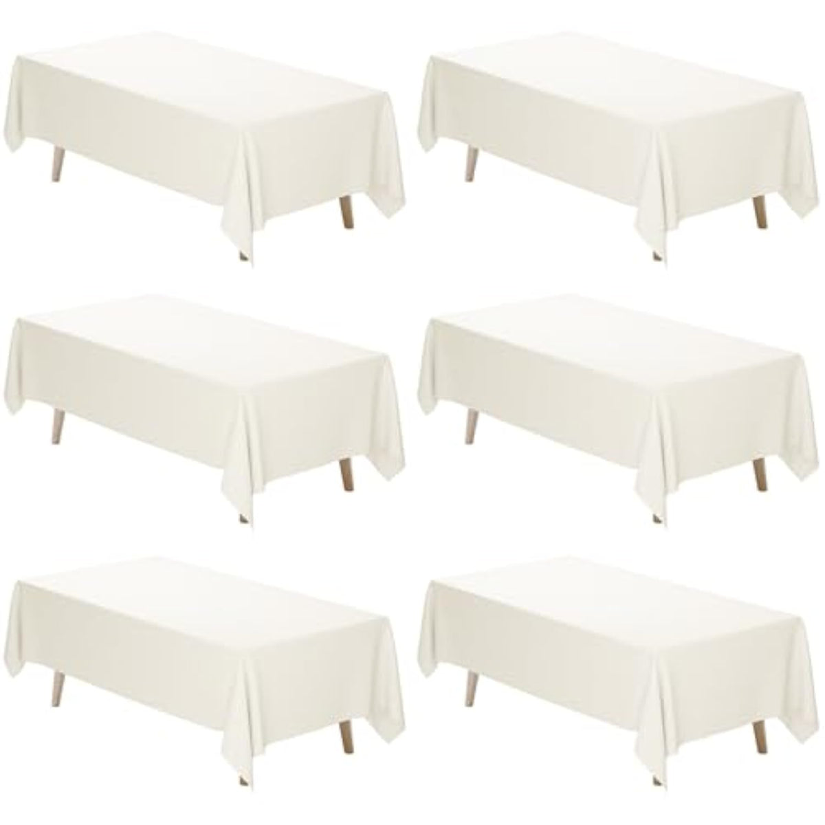 6-pack ivory polyester tablecloths 70x120in for parties, weddings, and banquets