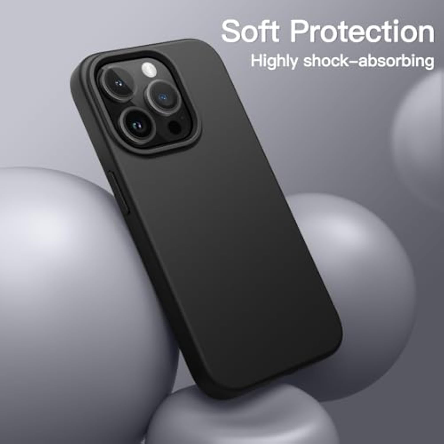 JETech Silicone Case for iPhone 15 Pro 6.1-Inch, Silky-Soft Touch Full-Body Protective Phone Case, Shockproof Cover (Black)