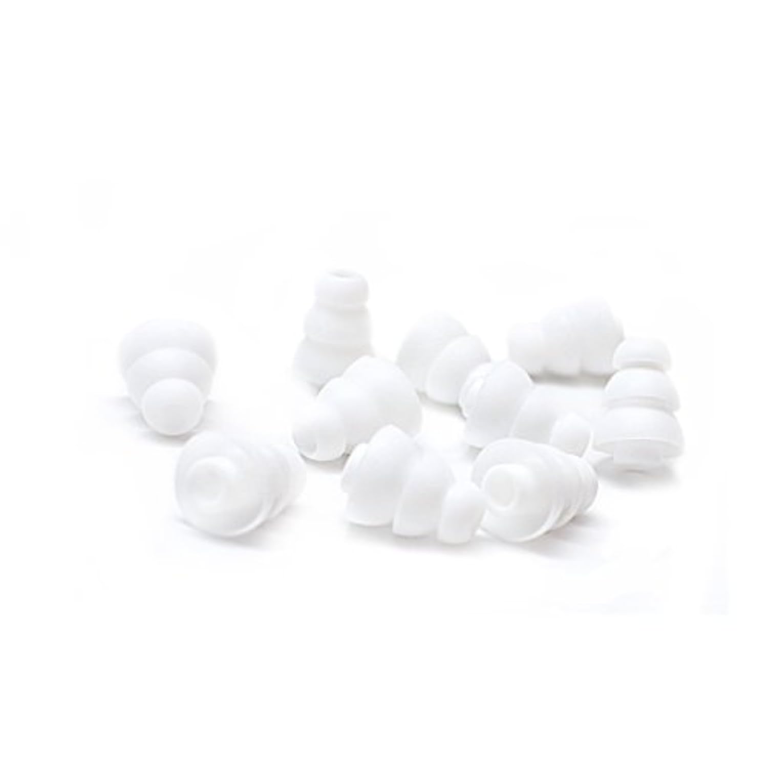 Triple Flange Conical Replacement Silicone Earbuds 4 Pairs (Set Of 8 Pieces). Compatible With Most In Ear Headphone Brands. Size: Small. White