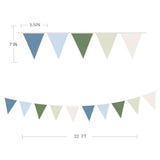 32ft Blue Green Retro Fabric Triangle Banner for Parties & Golf Events