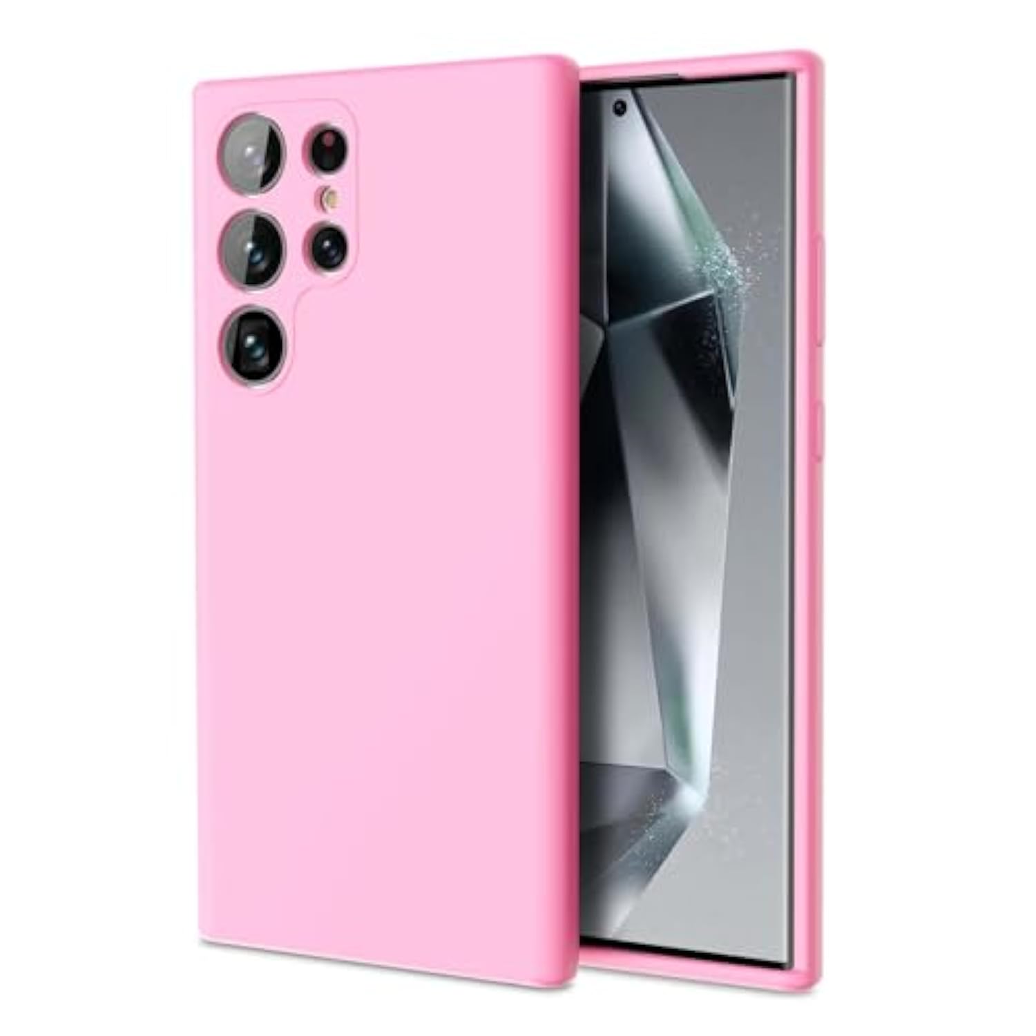 Silicone Case Compatible With Samsung Galaxy S24 Ultra 6.8 Inches, Tpu Rubber Gel Cover Support Wireless Charging, Anti-Scratch Shockproof Bumper Slim Fit For Galaxy S24 Ultra Case, Pink