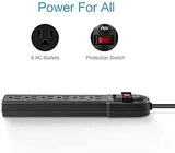 6 Pack Surge Protector Power Strip with 6 Outlets Multi Outlet Power Extension for Home Office
