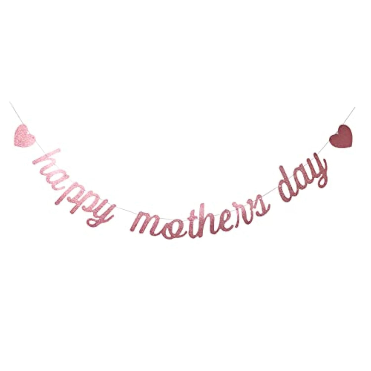 Happy Mother'S Day Rose Gold Glitter Paper Banner, Funny Best Mom Ever/Mother'S Birthday Party Photo Backdrops Sign Decoration(Rose Gold Mom)