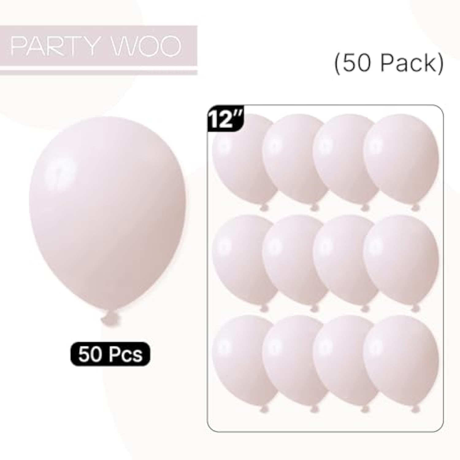 Beige Balloons 50 Pcs 12 Inch Cream Ivory Sand White Nude Balloons Wedding Bridal Graduation Baby Shower Gender Reveal Birthday Boho Party Decorations White-F60