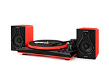Sound TT-900 - Stylish 3-Speed Turntable with Wireless Bluetooth, Pitch Control, and Powerful 50W Speakers (Red)