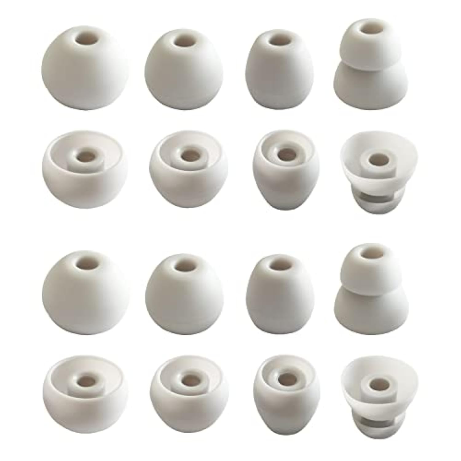 Silicone Replacement Ear Tips For Beats Flex - Double Flange Ear Tips, 8 Pairs - Gray, White