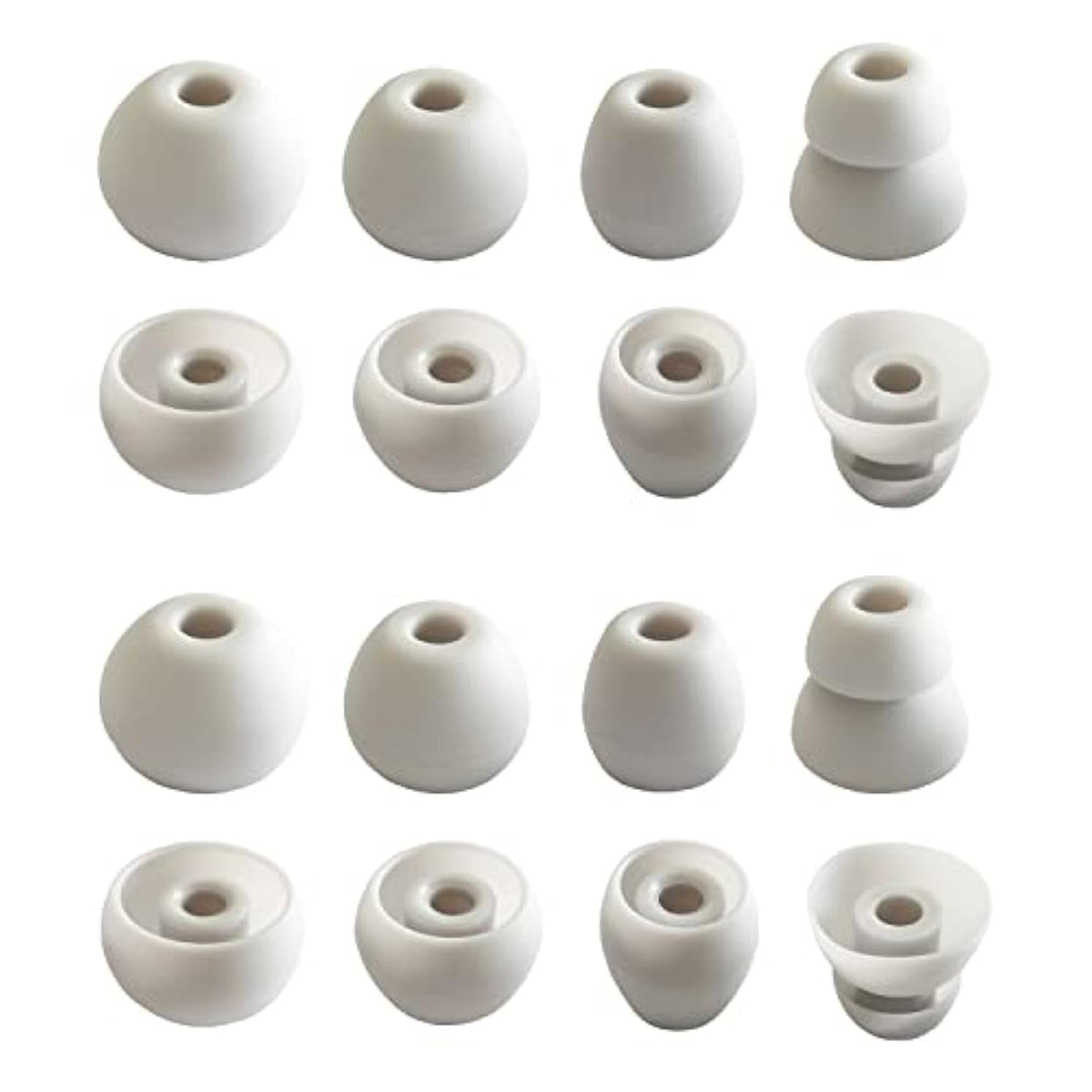 Silicone Replacement Ear Tips For Beats Flex - Double Flange Ear Tips, 8 Pairs - Gray, White