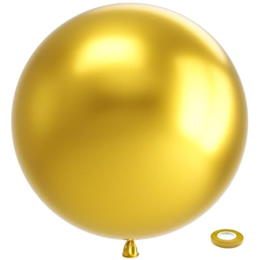Metallic Gold Giant Balloons 36 Inch - 8 Pack Jumbo Chrome Gold Balloons Large Round Gold Latex Balloons For Photo Shoot Wedding Baby Shower Graduation Birthday Christmas Party Decorations