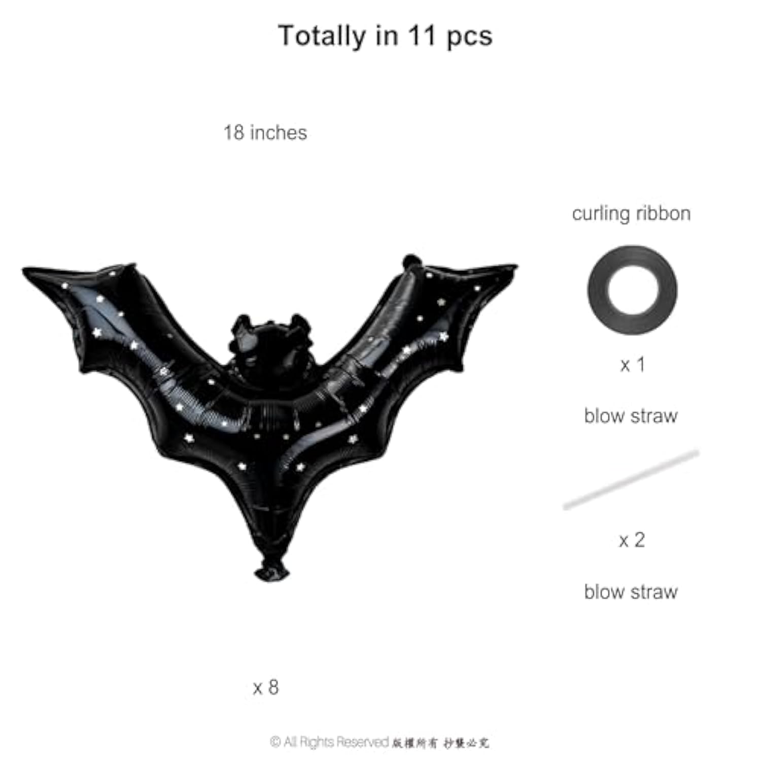 Bat Balloons Black Halloween Foil Balloons Spooky Star Party Decorations 8pcs Set