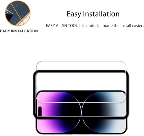 Easy Alignment Frame Designed For iPhone14 Pro Tempered Glass Screen Protector 2-Pack Camera Lens Protector Film 2-Pack