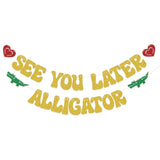 See You Later Alligator Banner Funny Gold Glitter Retirement Farewell Decor