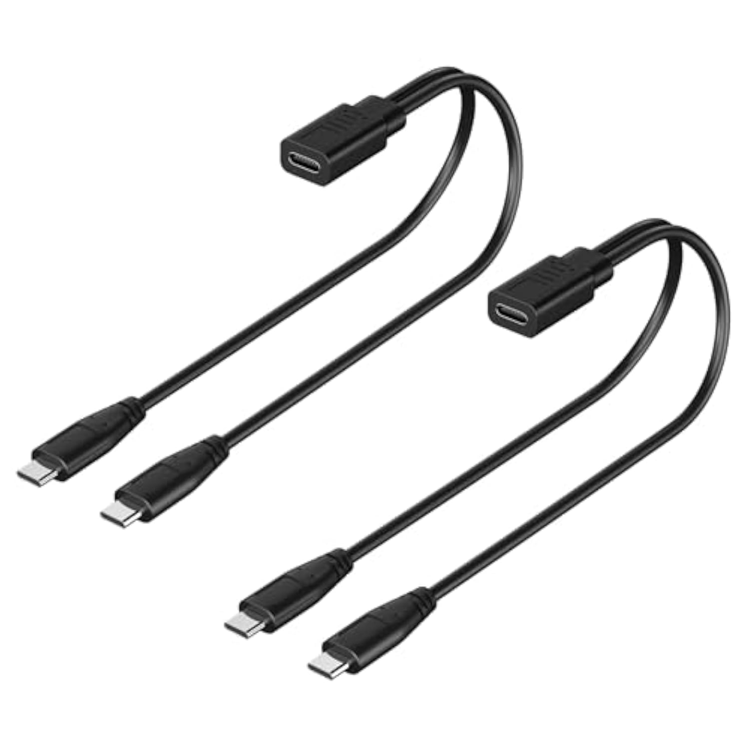 2-Pack Usb C Splitter 1 In 2 Out Charger Cable, Usbc Female To Usbc Male Adapter, 1Ft Short