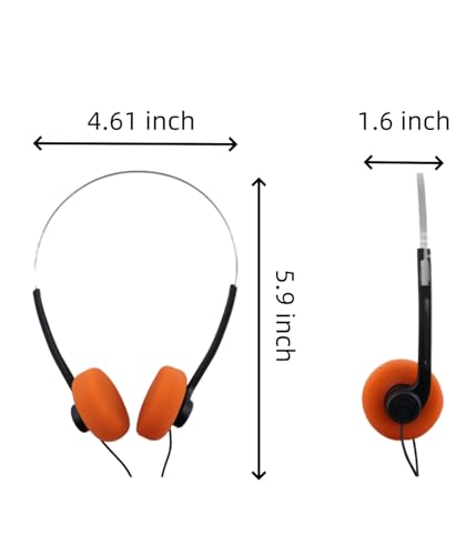 Retro Over-Ear Headphon Retro Wired Headphones Retro Orange Foam, Headphone with Adjustable Headband for Most Mobile Phones Playback Pevices