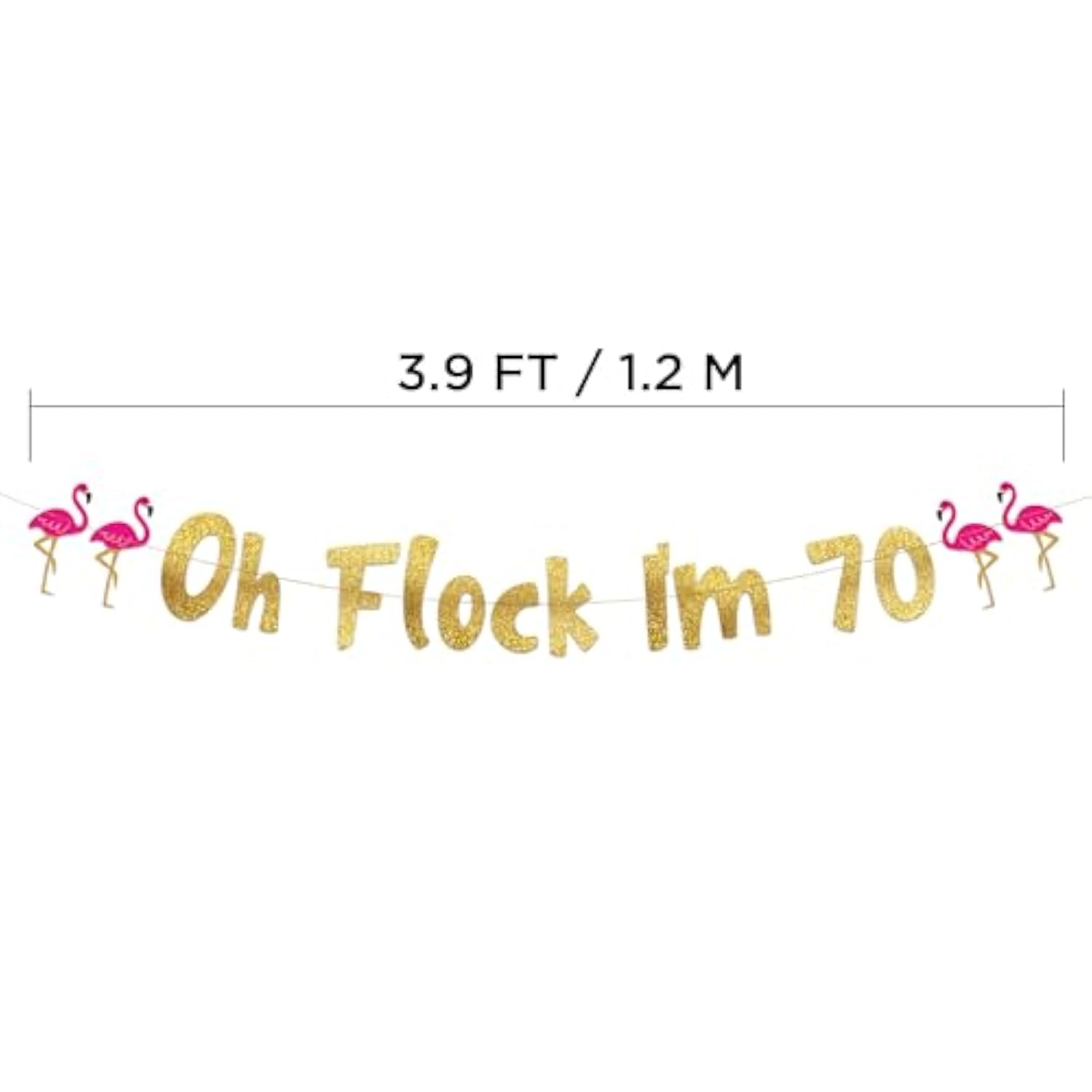 Oh Flock I'M 70 Gold Glitter Banner - Happy 70Th Birthday Party Decorations, Gifts, Supplies And Favors