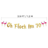 Oh Flock I'M 70 Gold Glitter Banner - Happy 70Th Birthday Party Decorations, Gifts, Supplies And Favors