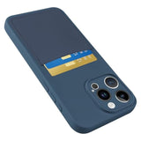 Designed For Iphone 15 Pro Case With Card Holder For Women Men Soft Liquid Silicone Cover [Microfiber Lining] Full Camera Protection Shockproof Slim For Iphone 15 Pro Case Wallet Blue