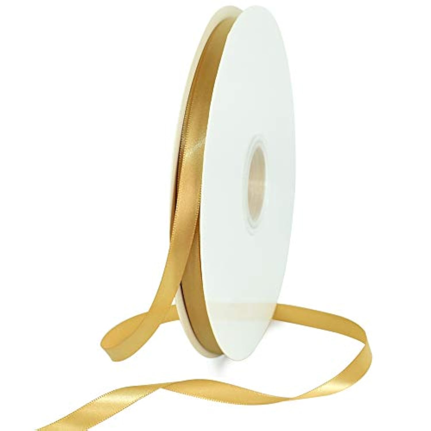 3/8 Inch X 100Yds Gold Satin Ribbon Thin Solid Fabric Ribbons Roll For