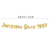 Awesome Since 1959 Gold Glitter Banner - 66Th Birthday And Anniversary Party Decorations