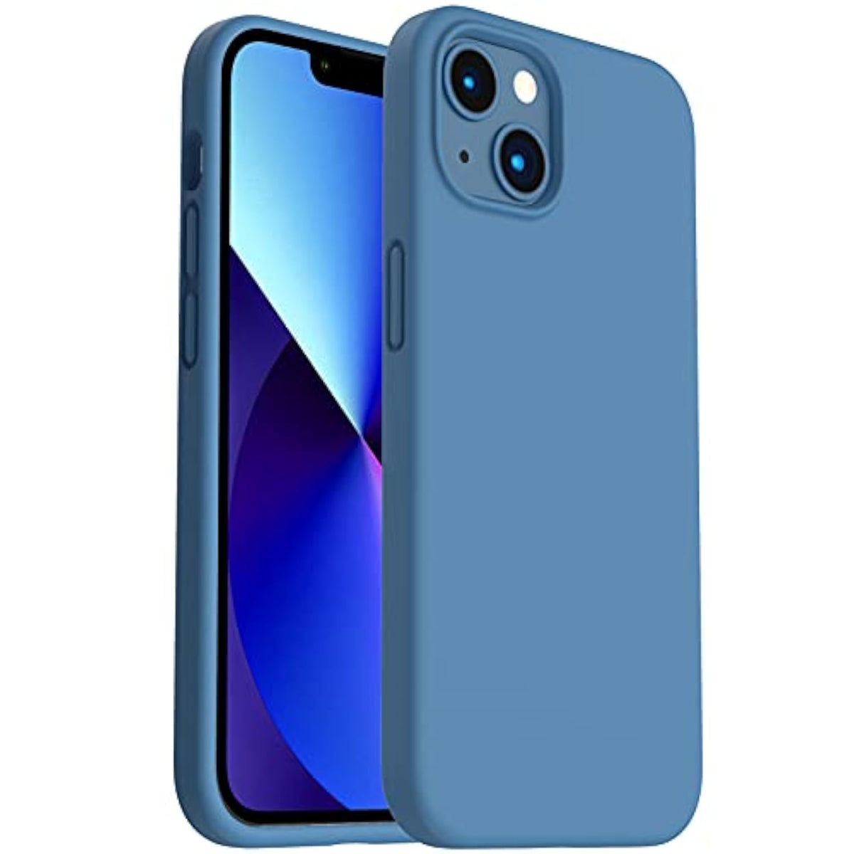 Shockproof Liquid Silicone Designed For Iphone 13 Case Gel Rubber Anti-Shock Cover Case Drop Protection 6.1Inch-Blue